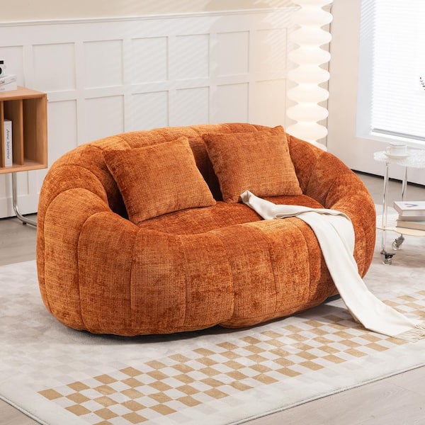 BETOUPE 26-02 スパンライクTWILLブルゾン HOMEFUN 59 in. Orange Chenille 2-Seater Loveseat Bean Bag Chair