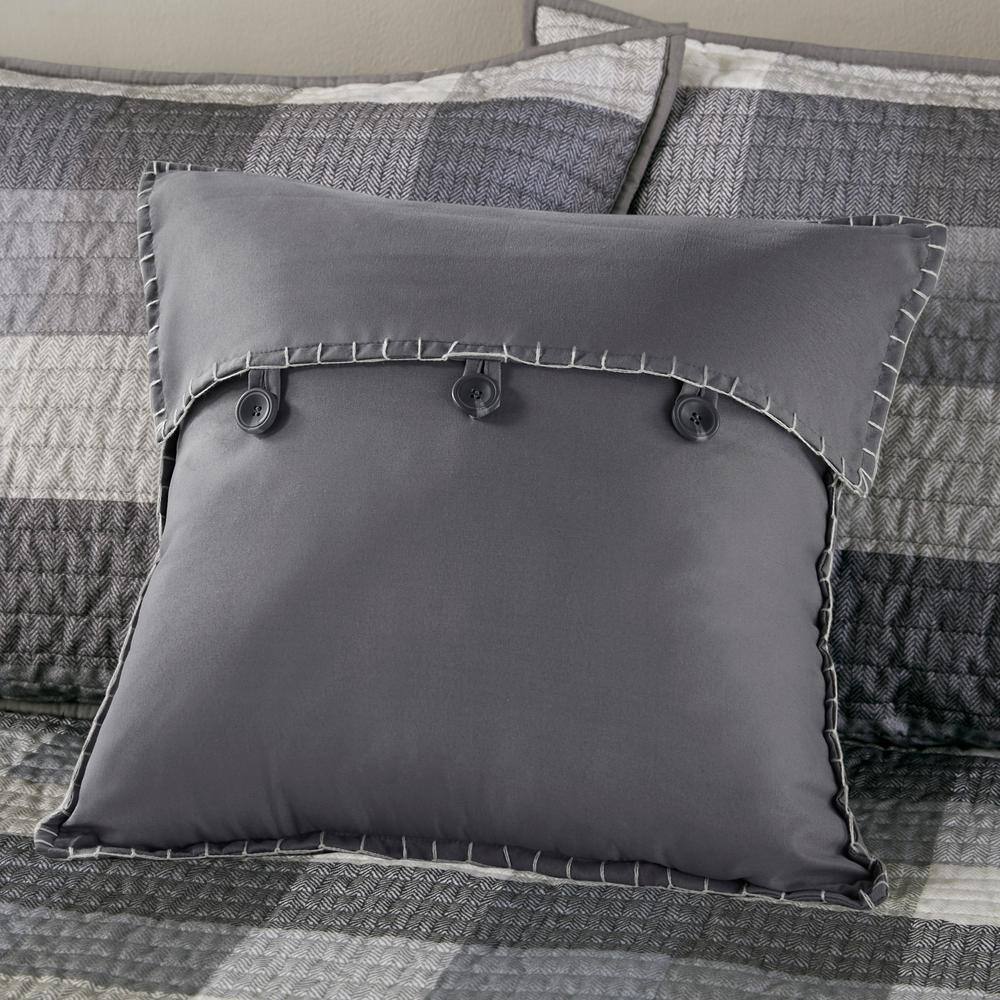 Gray Microfiber Reversible Plaid Daybed Cover Set
