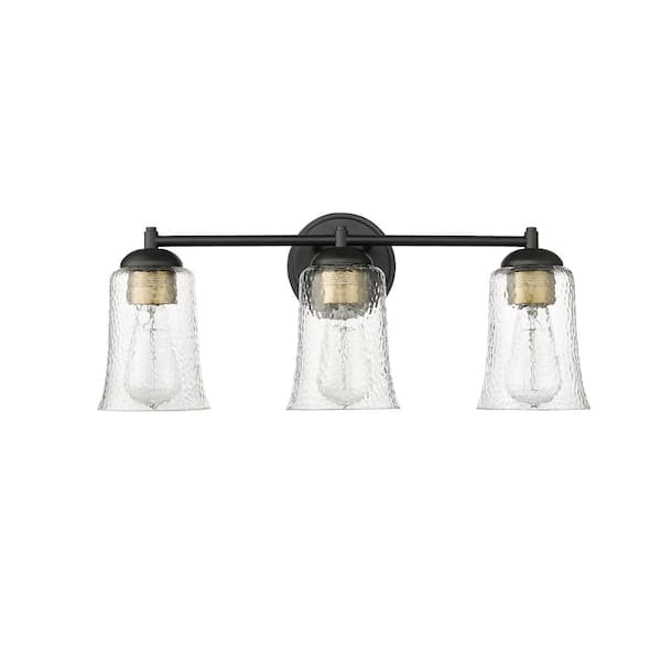 Millennium Lighting Abilene 21.75 in. 3-Light Matte Black Vanity-Light with Clear Chiseled Glass