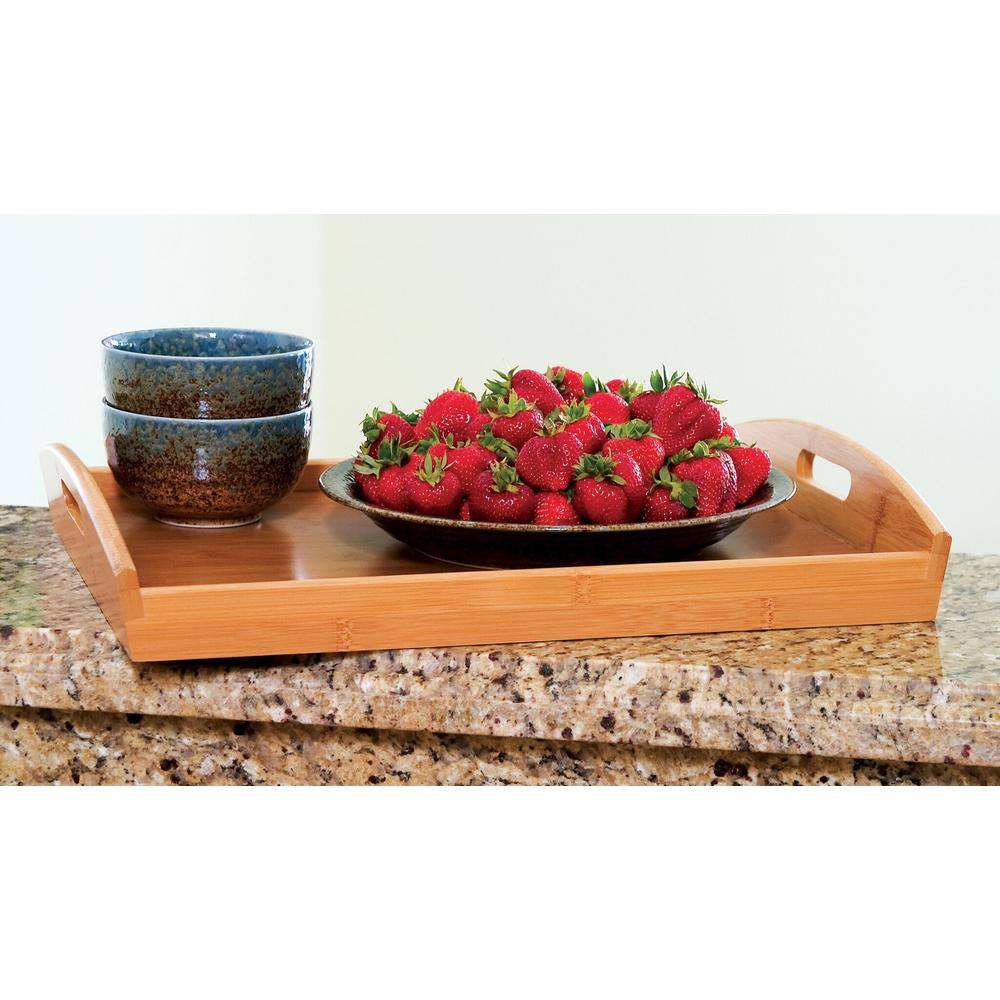 Natural Bamboo Wood Serving Tray with Veneer Bottom