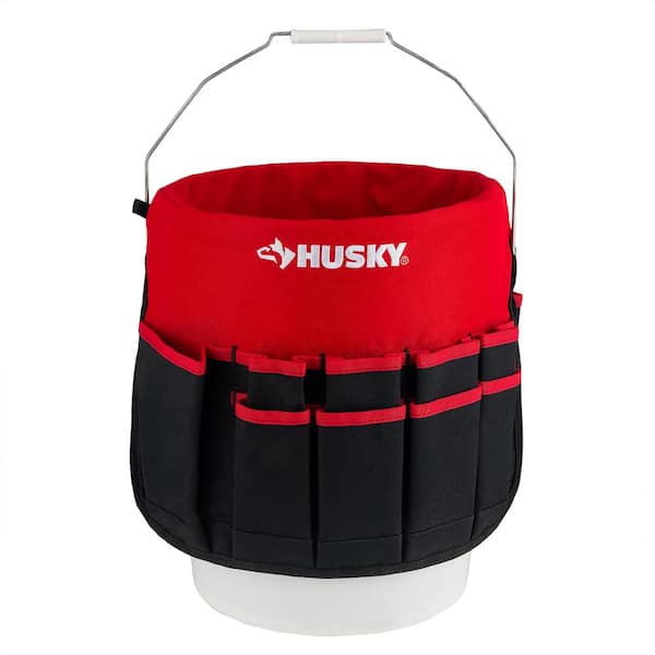 Husky 12 in. 30 Pocket Heavy Duty Bucket Jockey 5 Gallon In-Bucket Storage Tool Bag