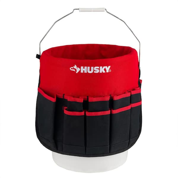 Husky 12 in. 30 Pocket Heavy Duty Bucket Jockey 5 Gallon In-Bucket Storage Tool  Bag HD10030-TH - The Home Depot