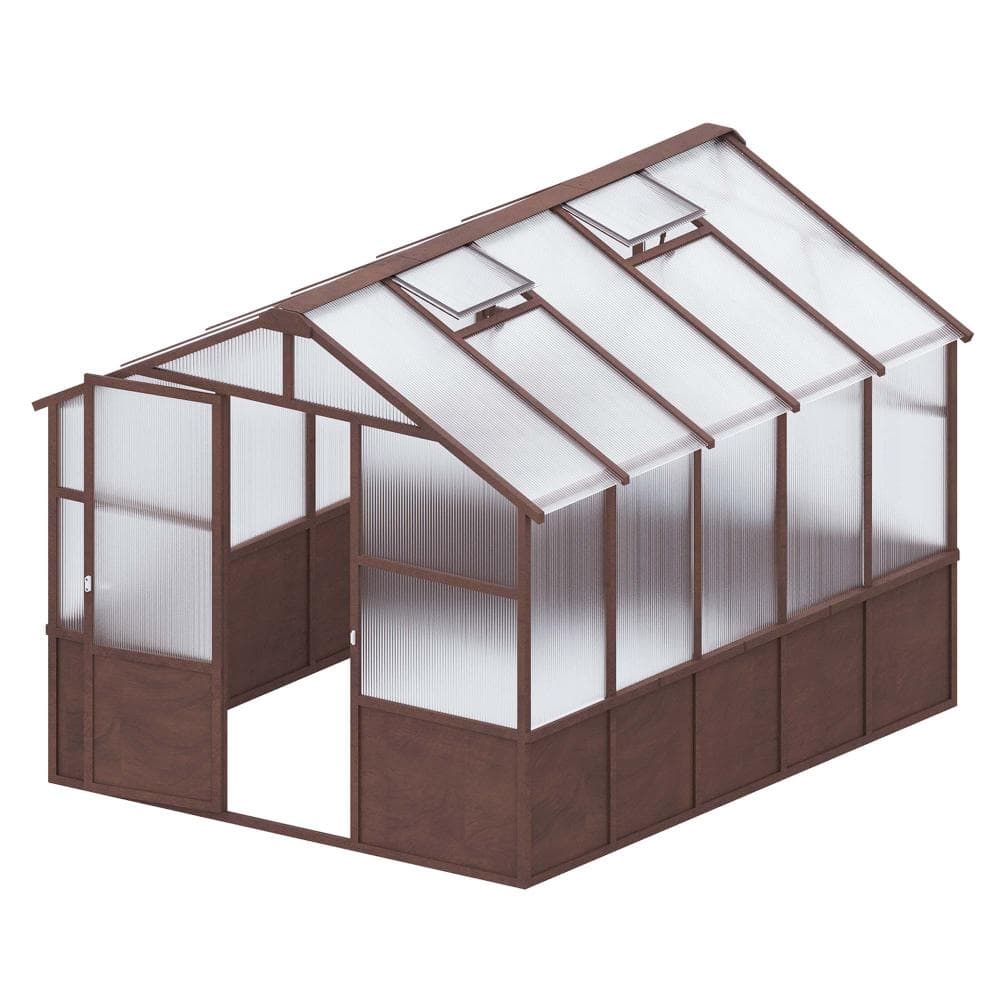 10 ft. W x 8 ft. D Walk-in Greenhouses with 6MM Polycarbonate Panel, GreenHouse with Adjustable Vent, Dark Coffee price history on PriceWatchPro