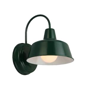 JONATHAN Y Stanley 12.25 in. Green 1-Light Farmhouse Industrial  Indoor/Outdoor Iron LED Gooseneck Arm Outdoor Sconce JYL7614F - The Home  Depot