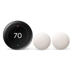 Nest Learning Thermostat (4th Gen) with Nest Temperature Sensor (2nd Gen) 2-Pack - Polished Obsidian