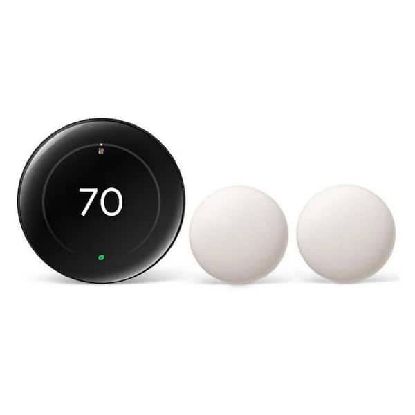 Google Nest Learning Thermostat (4th Gen) with Nest Temperature Sensor (2nd Gen) 2-Pack - Polished Obsidian
