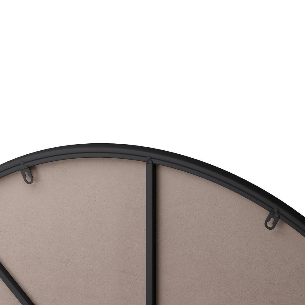 Oversized Round Black Iron Frame Wall Mirror, 48 Inch