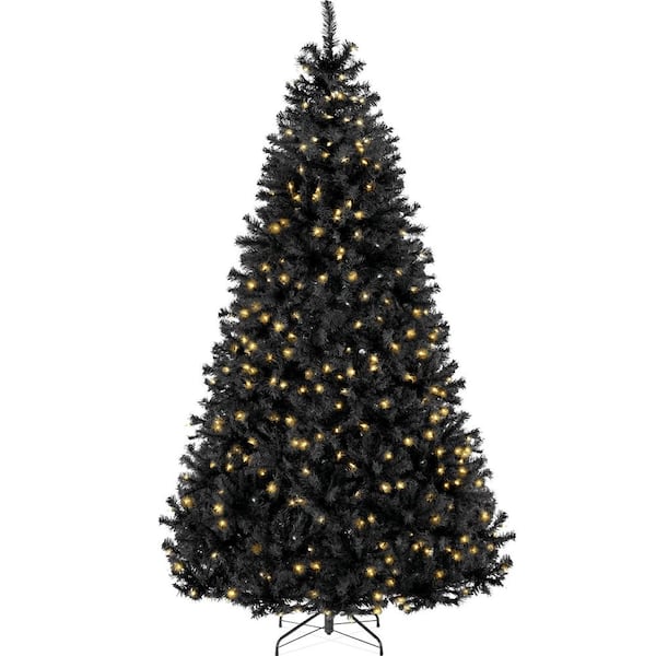 6 ft. Black Pre-Lit Artificial Christmas Tree with 350 Warm White Lights