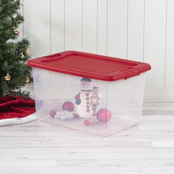 Large Latching Clear Ornament Storage Box Green Lid - Brightroom