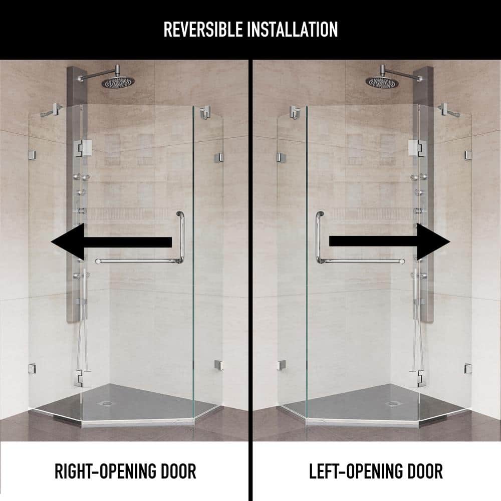 Piedmont Brushed Nickel Frameless Neo-Angle Shower Enclosure with Clear Glass