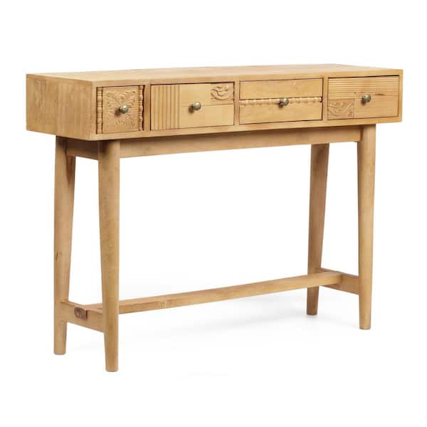 Noble House Abbeville Natural 4-Drawer Console Table