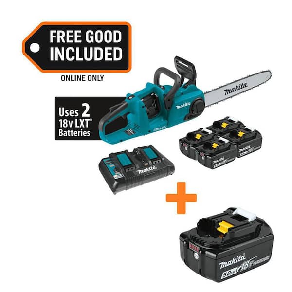 LXT 16 in. 18V X2 (36V) Brushless Battery Chainsaw Kit with 4 Batteries (5.0 Ah) with 18V LXT Battery Pack 5.0Ah