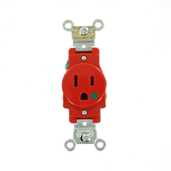 15 Amp 125 V Hospital Grade Single Outlet/Receptacle, Red (1-Pack) 8210-R