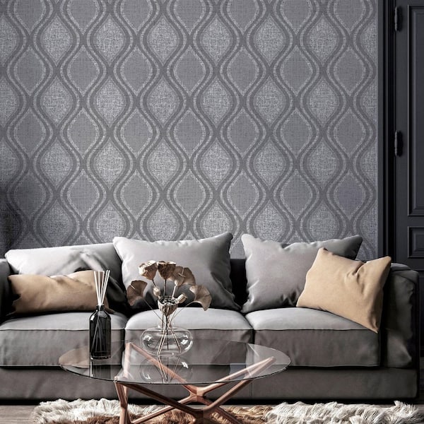 Ignatius Charcoal Ogee Wallpaper