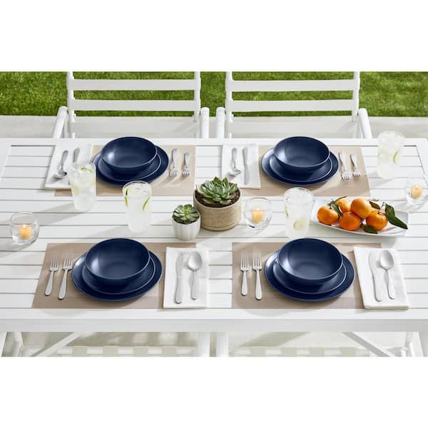 Taryn Melamine Dinner Plates in Matte Midnight Blue (Set of 6)