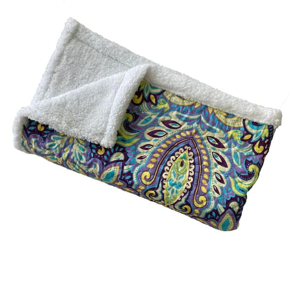 Felicity Aqua Microfiber Sherpa Throw Blanket