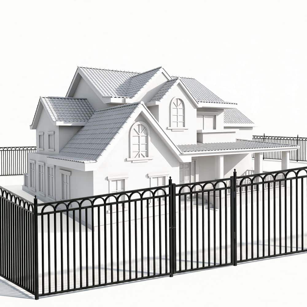 8 ft. x 5 ft. Black Steel Arc Flat Top Metal Fence Panel Kit with Arc Flat Top Fence Gate (Set of 100 ft. ) price history on PriceWatchPro