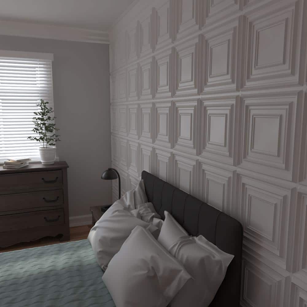 White Textured 3D PVC Decorative Wall Panels Set