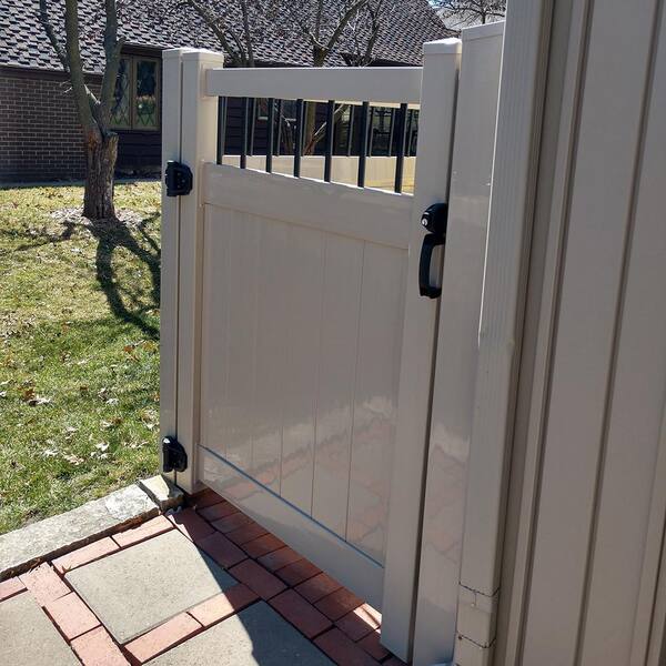 Weatherables 5 in. x 5 in. x 11.6 ft. Tan Vinyl Fence Corner Post