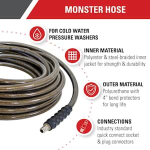 Monster Hose 3/8 in. x 200 ft. Replacement/Extension Hose with QC Connections for 4500 PSI Cold Water Pressure Washers