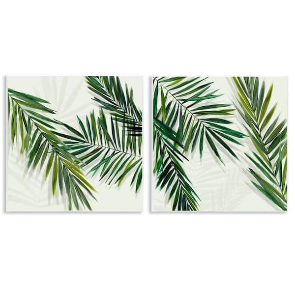 Stupell Industries Palm Fronds over Neutral by Hannah Dawson 2 Pieces Unframed Nature Graphic Art Print 12 in. x 12 in.
