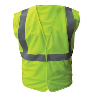 Size 2X-Large Lime ANSI Class 2 Solid Polyester Safety Vest with 2 in. Silver Striping
