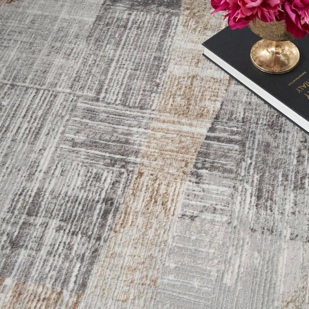 Gray Abstract Synthetic 5'3" x 7'3" Area Rug