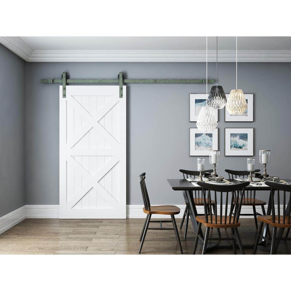 Bronze 96'' Barn Door Hardware Kit with Wall Mount