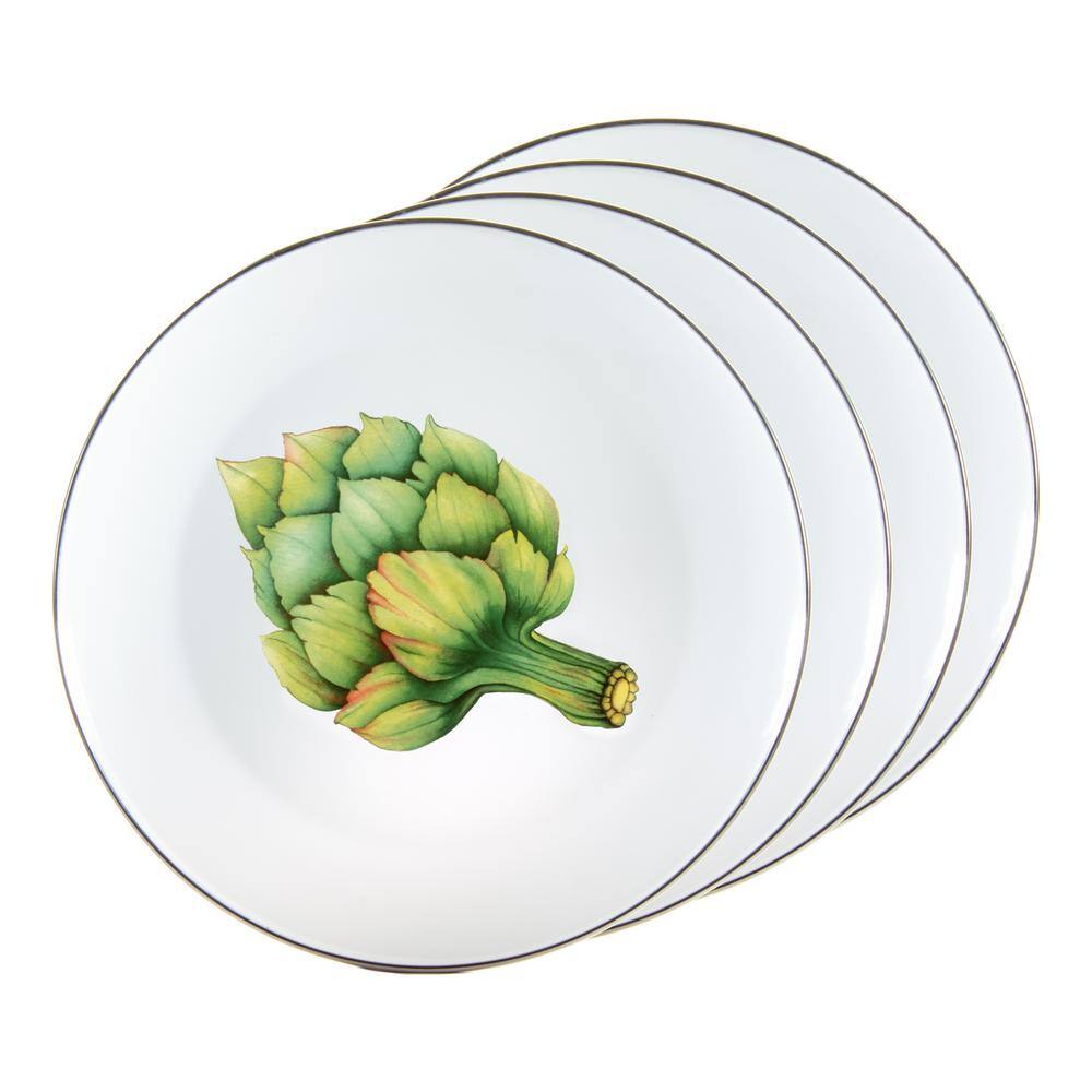 Golden Rabbit Fresh Produce 10.5 in. Enamelware Round Dinner Plates (Set of 4) FP56S4 The Home