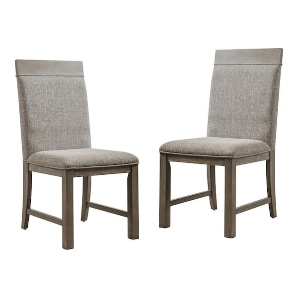 Burnett Stone Gray Polyester Upholstered Side Chairs Set of 2