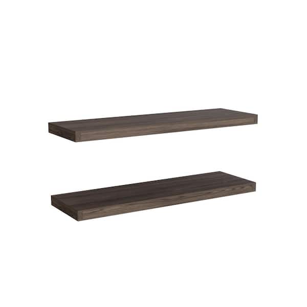 31.5 in. W x 9.8 in. D x 1.5 in. H Brown Composite Decorative Wall Shelf for Living Room (Set of 2)
