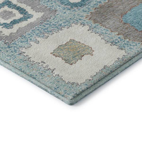 Mayfield Premium Machine Washable Abstract AMF2014 Teal 10 ft. x 14 ft. Area Rug