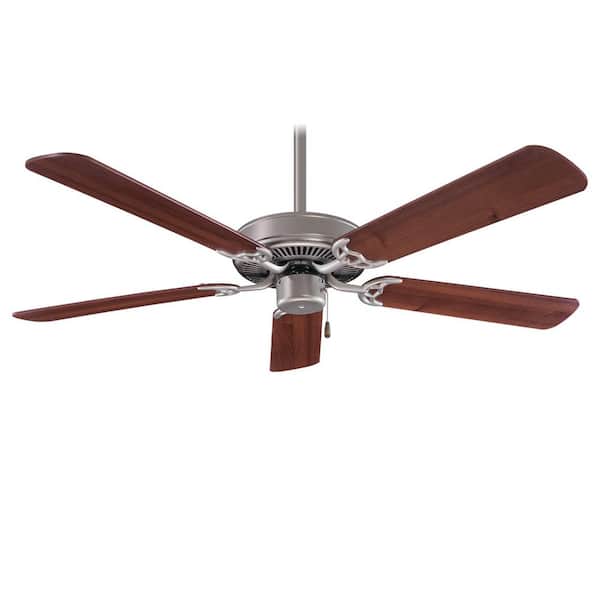 Contractor 52 in. Indoor Brushed Steel with Dark Walnut Ceiling Fan