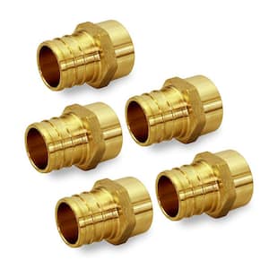 3/4 in. Brass Male Sweat Copper Adapter x 1/2 in. Pex Barb Pipe Fitting (5-Pack)