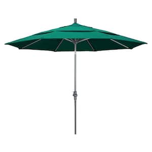 11 ft. Hammertone Grey Aluminum Market Patio Umbrella with Crank Lift in Spectrum Aztec Sunbrella
