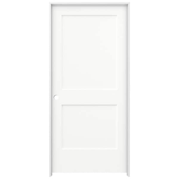 JELD-WEN 36 in. x 80 in. Monroe White Painted Right-Hand Smooth Solid Core Molded Composite MDF Single Prehung Interior Door