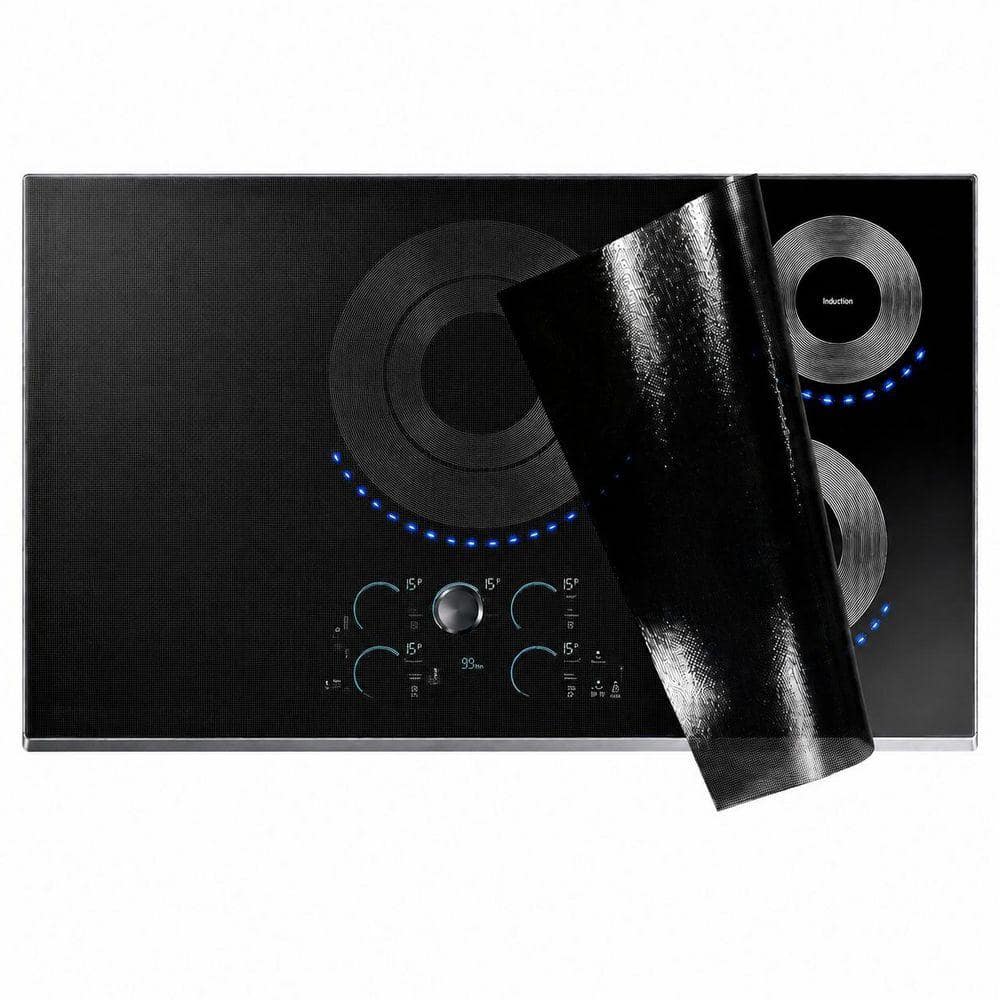Translucent Black Silicone Induction Cooktop Protector Mat for Magnetic Cooktops, Reusable 30.7 x 20.4 in.