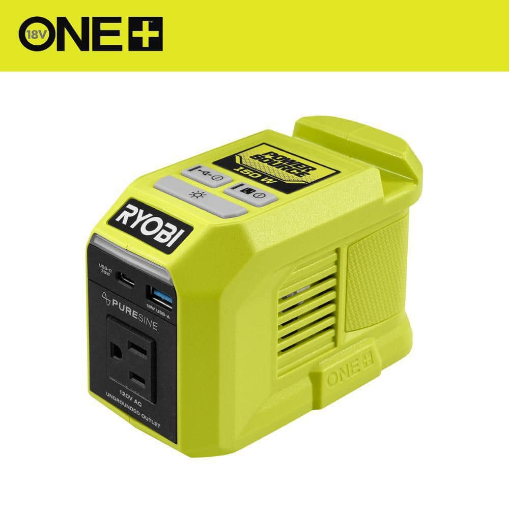 RYOBI ONE Plus 18V 150-Watt Portable Battery Inverter Power Source (Tool Only) PCLBG07B