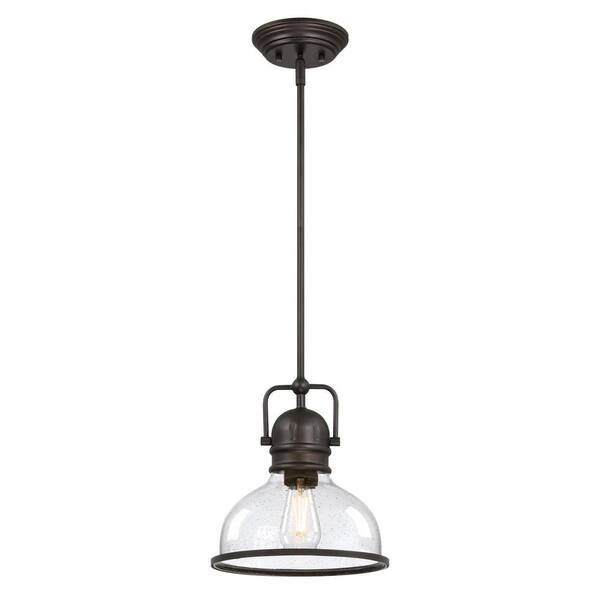 Westinghouse Boswell 1-Light Black-Bronze Shaded Pendant with Clear Seeded Glass