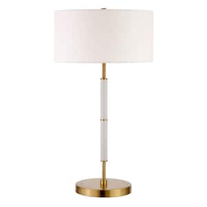 Simone 25 in. Matte White and Brass 2-Bulb Table Lamp