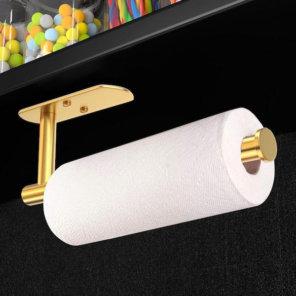 Lynzavix Under Cabinet Wall Mount Gold Paper Towel Holder