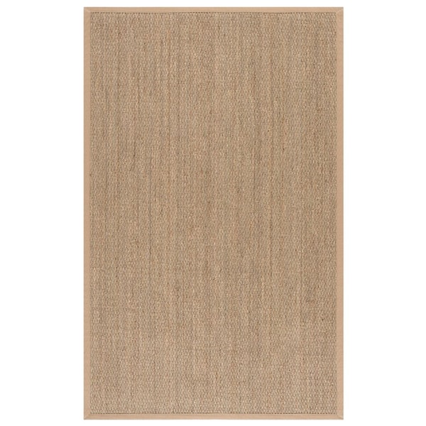 Natural Fiber 6 ft. x 9 ft. Natural/Beige Abstract Solid Border Area Rug