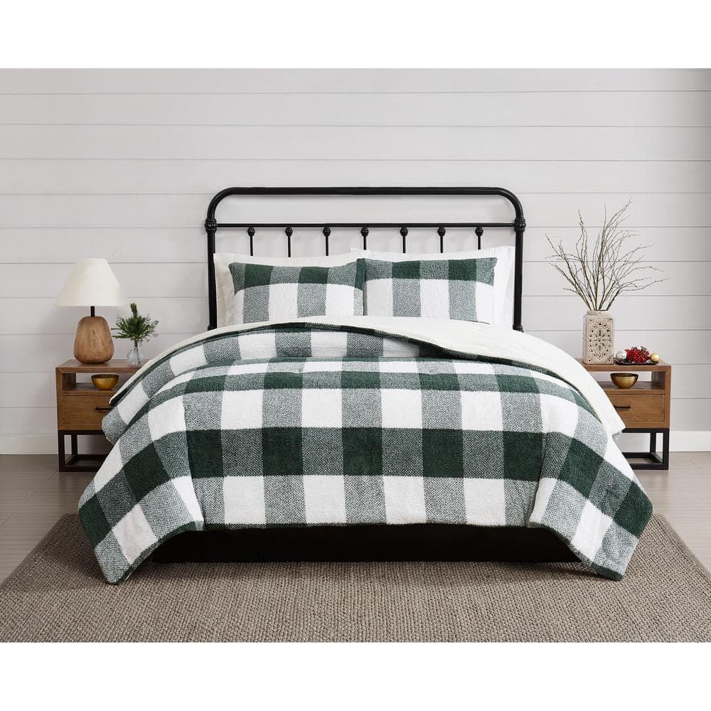 Cozy Buffalo Check Polyester Green King 3 Piece Comforter Set price history on PriceWatchPro