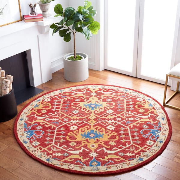 Antiquity 6 ft. x 6 ft. Red/Yellow Traditional Medallion Round Area Rug