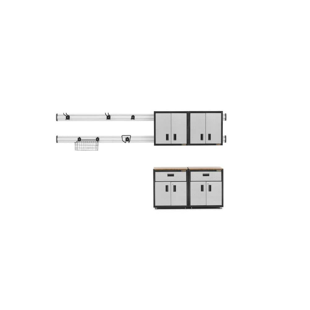 Ready-to-Assemble 72 in. H x 56 in. W x 18 in. D Steel Garage Cabinet Set in Silver Tread Plate (13-Pieces) price history on PriceWatchPro