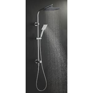 Modern Wall Bar Shower Kit 1-Spray 8 in. Square Rain Shower Head with Hand Shower in Chrome (Valve Not Included)
