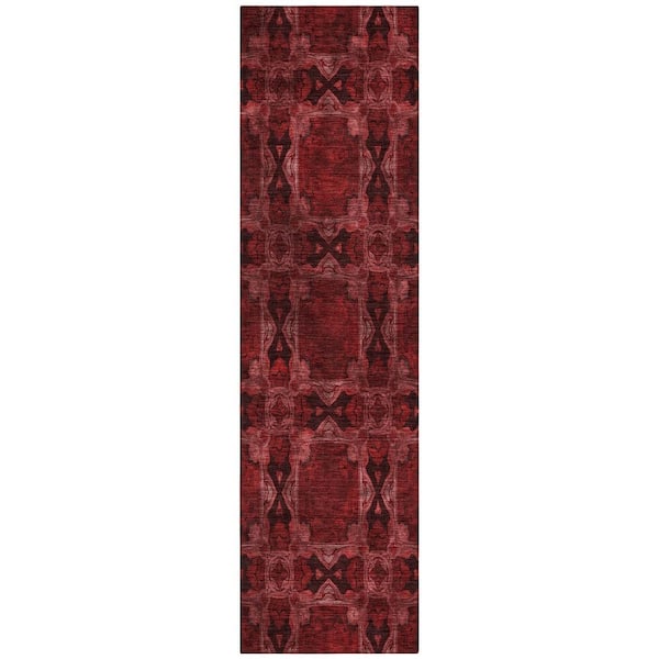 Chantille ACN564 Burgundy 2 ft. 3 in. x 7 ft. 6 in. Machine Washable Indoor/Outdoor Geometric Runner Rug