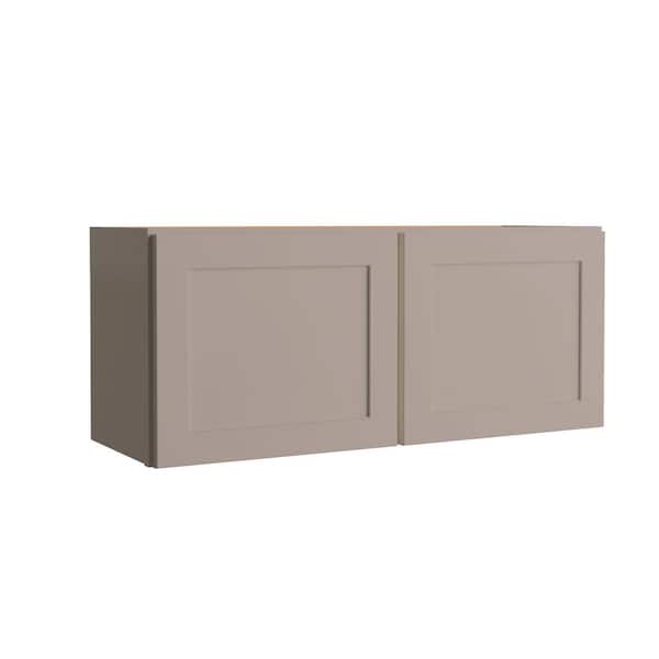 Hampton Bay Courtland 36 in. W x 12 in. D x 15 in. H Assembled Shaker Wall Bridge Kitchen Cabinet in Sterling Gray