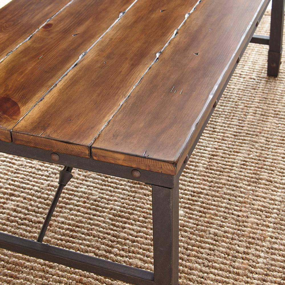 Ashford Industrial Plank-Effect Chairside Table in Antiqued Honey