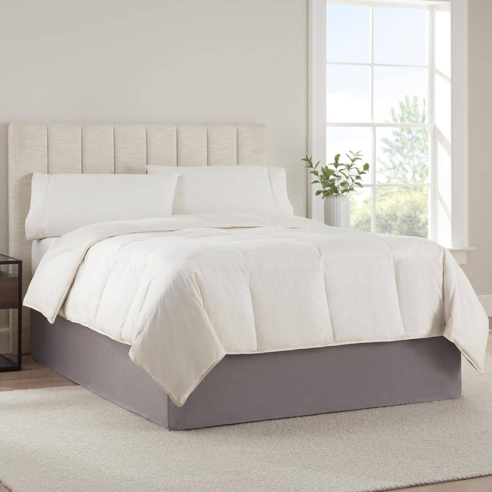 Serta Modern Solid Bed Skirt, Dust Ruffle with 13 in. Drop, Machine Washable, Queen 60 in. W x 80 in. L, Dark Grey